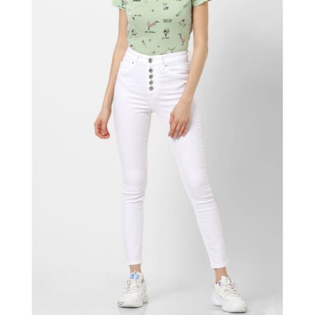 Pickoneonline white high rise skinny fit jeans